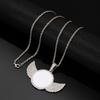Htpwe Angel Wings Mirror Photo Memorial Pendant Inlaid with Ice Crystal Zirconia Necklace Couple Trendy Zircon Birthday Gift