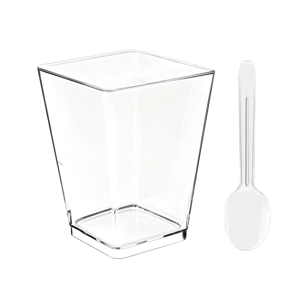 150 Pack Disposable Plastic Trapezoid Square Cups for Appetizers, Desserts, - Party Supplies