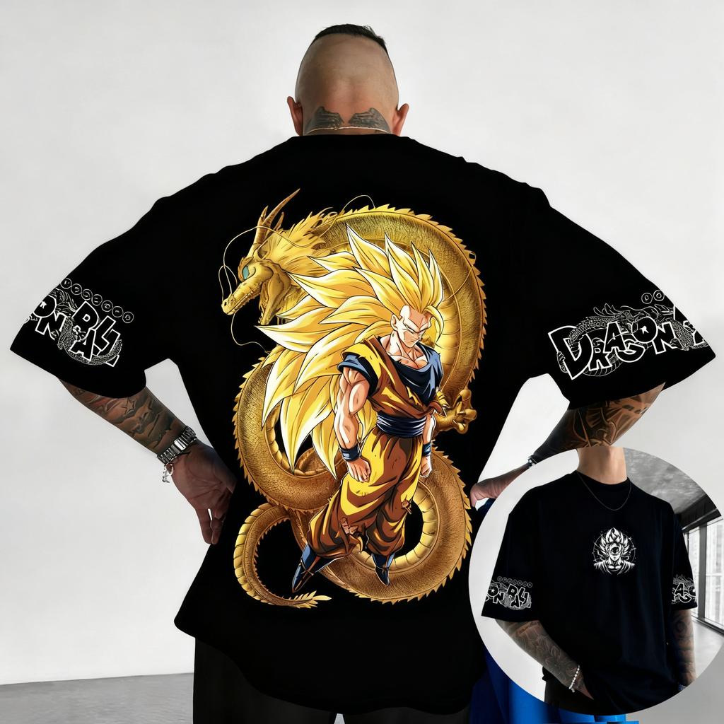 New Dragon Ball Goku Printed Shortsleeved Bandai Mens and Womens 2026 Summer Loose Breathable and Sporty Fashion Tshirts