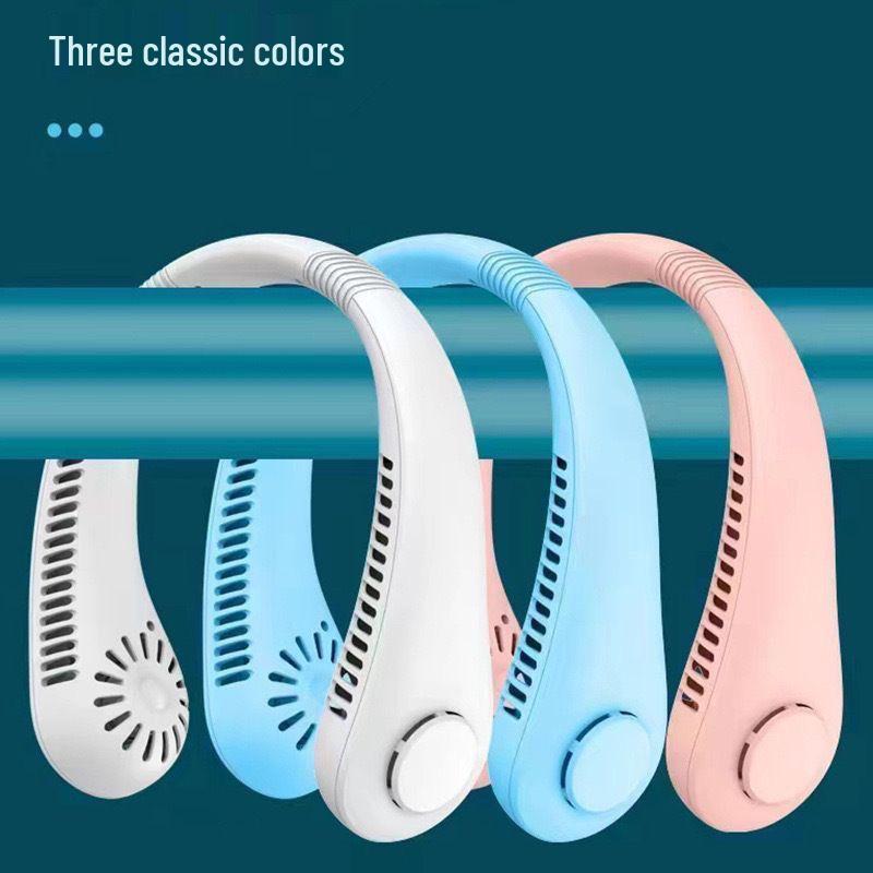 USB Mini Silent Leafless Neck Fan: Portable, Foldable, Rechargeable Neck Fan [White]