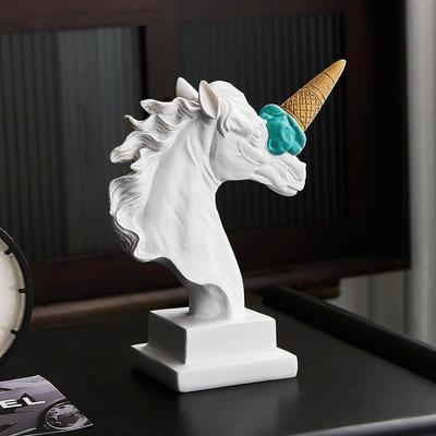 Décoration Européenne Moderne Sculpture Tête de Cheval Brisée Glace Résine Animal Abstraction Statue Figurine Décor Bureau Maison