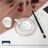 Set di Stoviglie in Ceramica di Lusso: Piatto, Ciotola, Cucchiaio e Tazza in Osso con Bordo Dorato - 4 Pezzi per Eleganza di Hotel e Ristorante