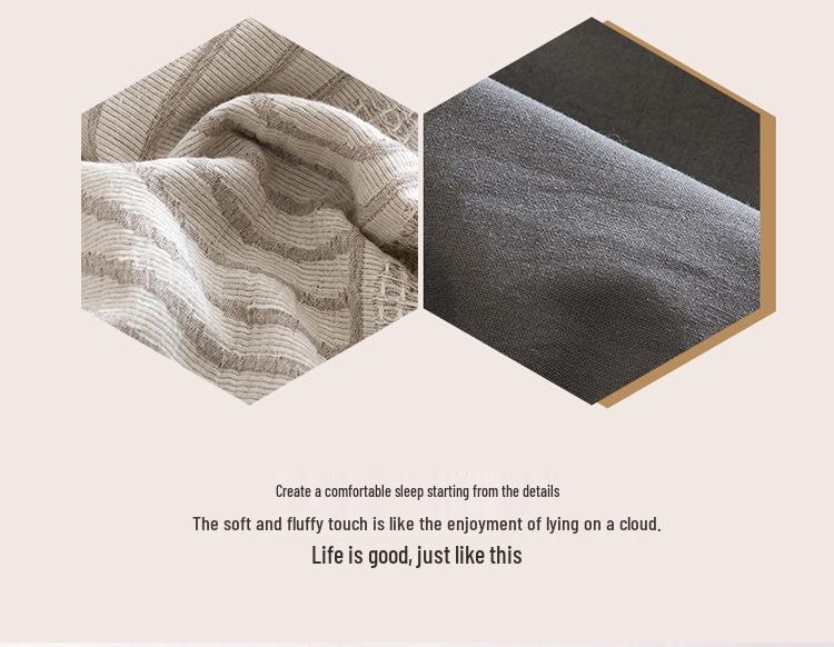 A-Class Cotton 3-Layer Gauze Bedding Set: Duvet Cover, Bed Sheet, Pillowcase - 4-Piece High-End Set