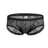 Herren Spitze Unterwäsche Slips Durchsichtiges Netzdesign Atmungsaktiver Stretchstoff Bequeme Passform Elastischer Bund