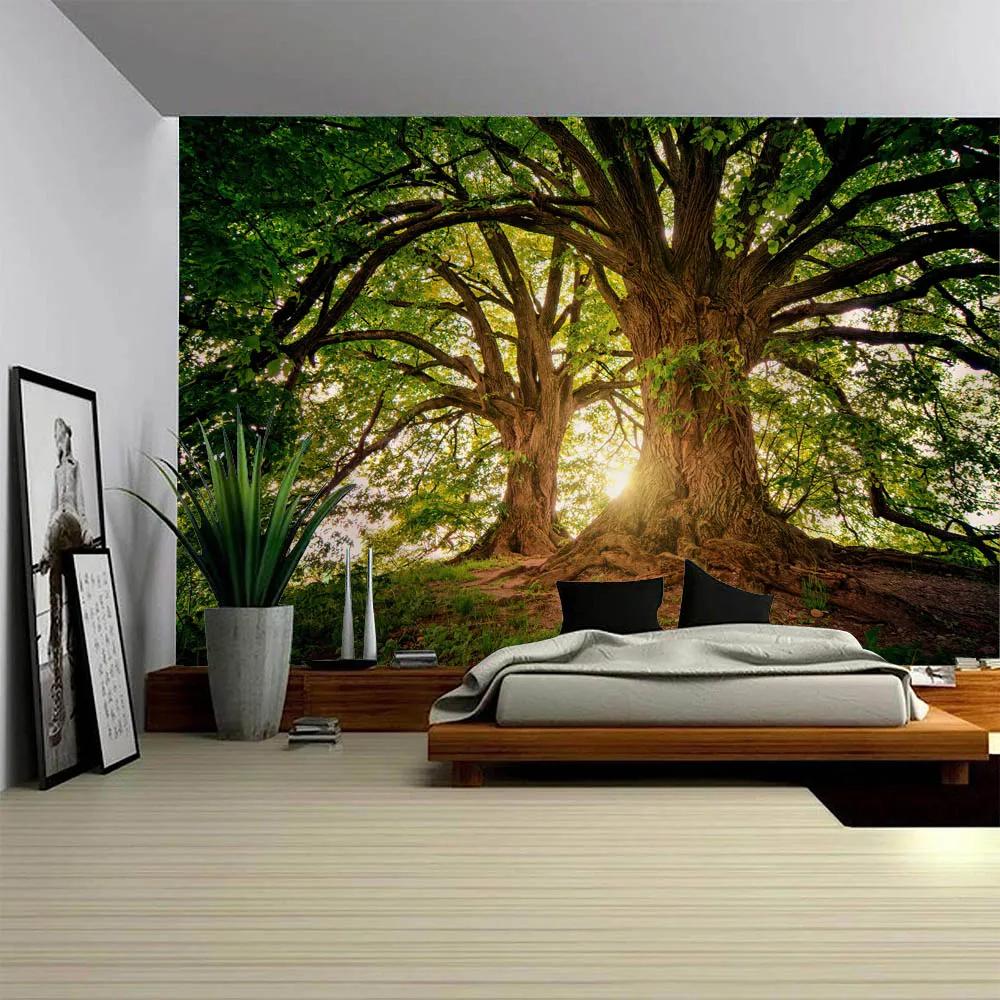 Beautiful Ancient Tree Tapestry, Jungle Landscape, Wall Hanging Cloth, Home Wall Art Decoration, Living Room Background Cloth
