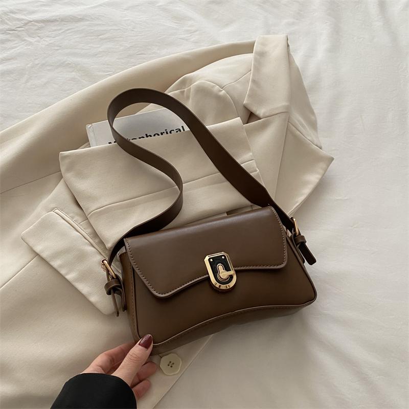 Classic Women's Crossbody Shoulder Bags 2025 Summer Autumn Textured PU Leather Small Square Bag Lady Daily Commuter Satchel Handbags