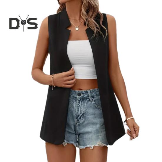 

Женский пиджак, очень мягкий, универсальный, однотонный, моющийся, без рукавов, жилет, повседневный кардиган для леди M чёрный