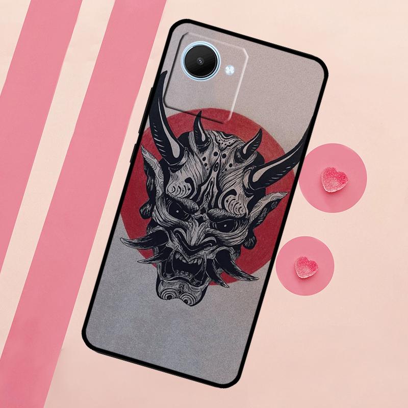Japanese Oni Hannya Demon Mask For Realme C67 C75 C63 C61 C71 C55 C51 C65 C53 10 11 12 13 14 15 Pro Plus GT6 GT7 Pro Case