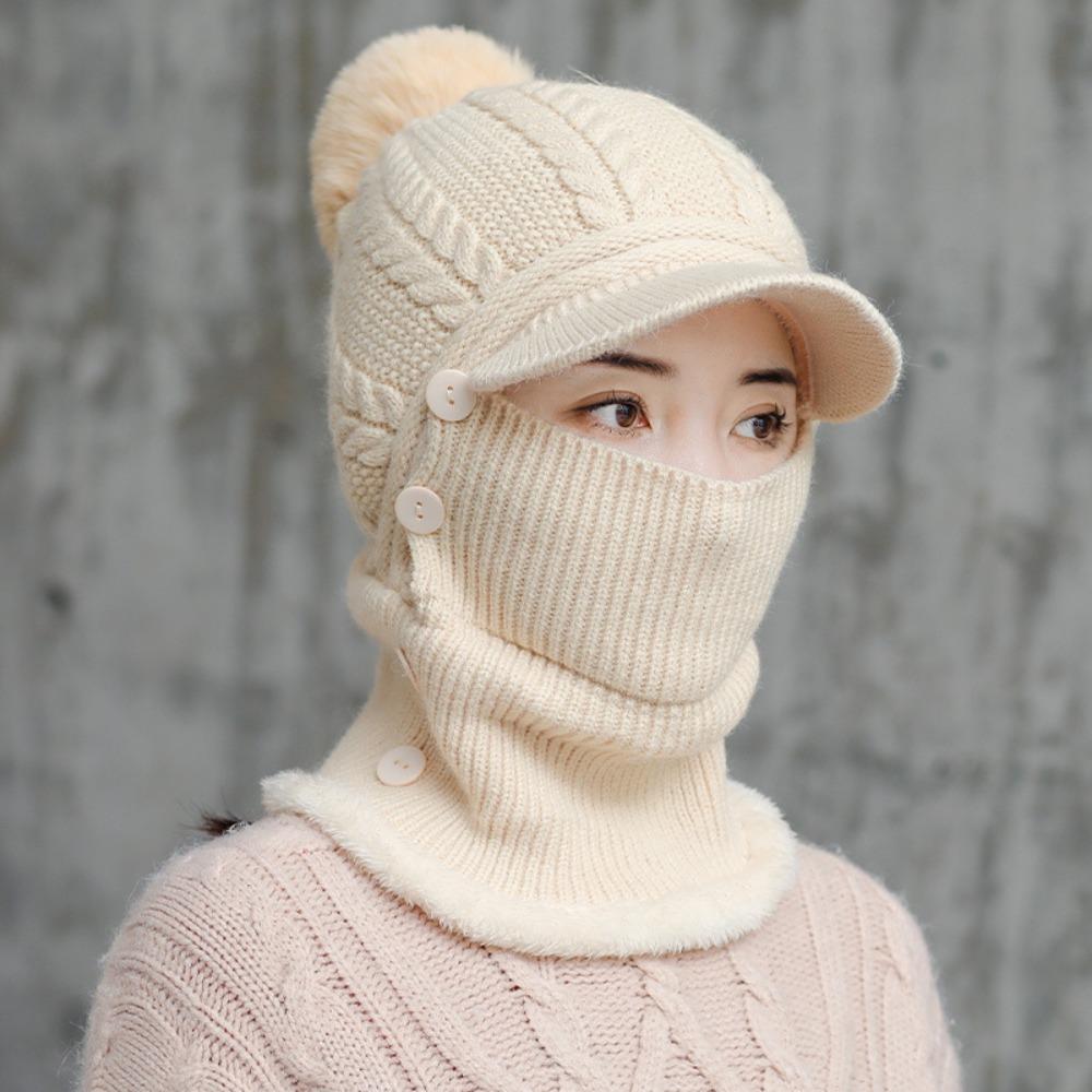 Warm Thickened Women's Hat Windproof Fleece Lined Winter Knit Hat Ear Protection Balaclava Cap Winter