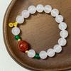 Women 10mm Round Agate Beaded Bracelets Handmade Natural Stone Bracelet Semi-Precious Gemstone Elastic Bangle DIY Jewelry Gifts
