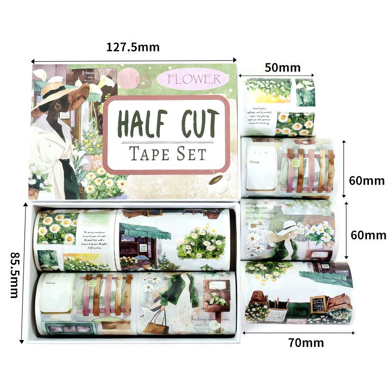 Die-cut PET Washi Tape Set: Coffee Theme, European & American Style for Journaling & Decoration