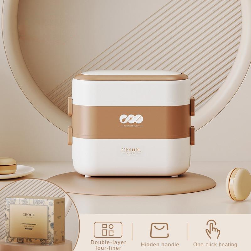 250W multifuncțional din oțel inoxidabil cu încălzire interioară, cutie de prânz cu priză, gătit cu abur, izolată, cutie Bento portabilă cu zgomot redus, cutie de luat masa electrică