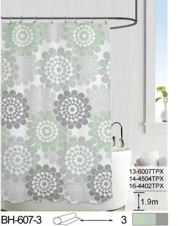 1pcs  Semi Sheer Lightweight Bath Print Shower Curtain Ptinted Leaf Shower Curtain Liner Water Repellent Bathroom Curtains