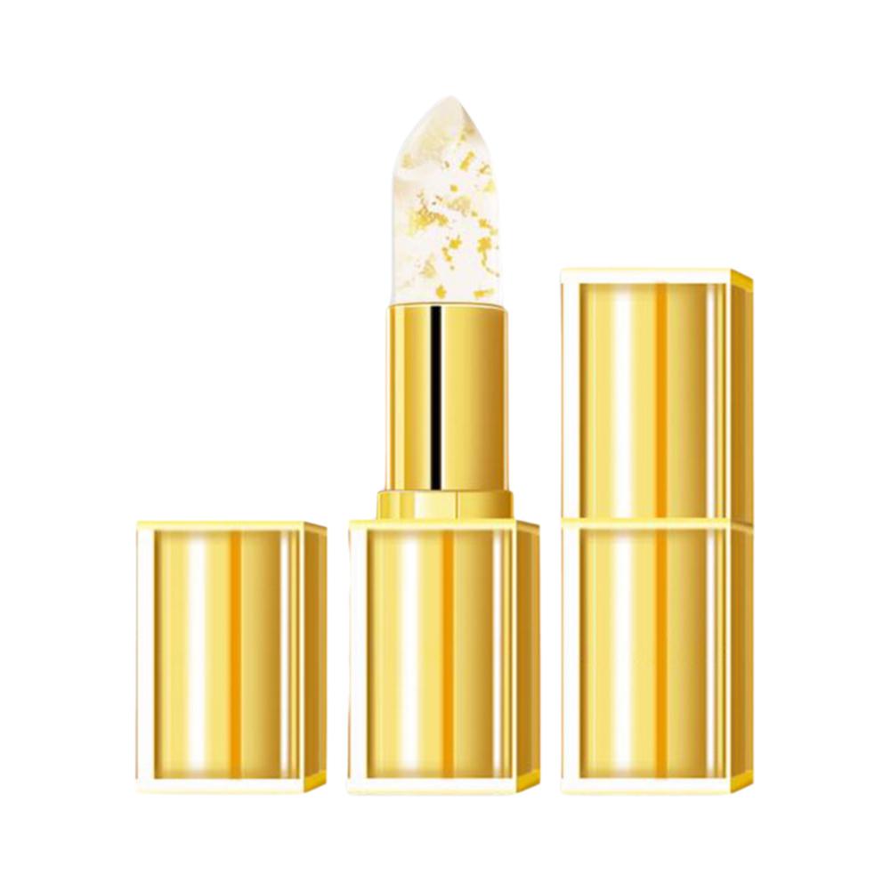 Gold Crystal Jelly Lip Balm Temperature Color Changing Moisturizing Long Lasting High Shine Tinted Lipstick Repair Dry Lip Gloss