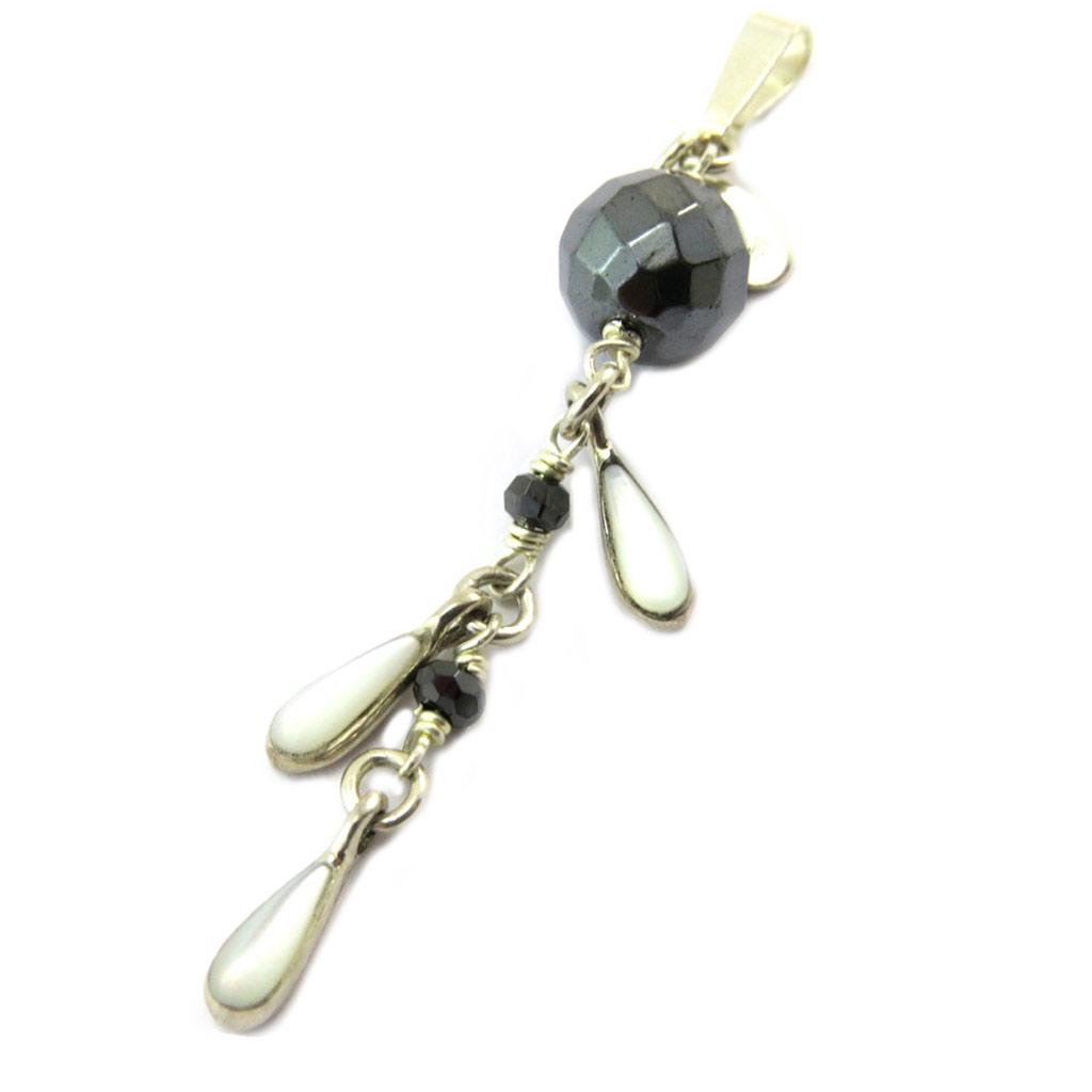 Les Trésors De Lily [P2558] - Silver Pendant 'Mineralia' Gray Pearly White