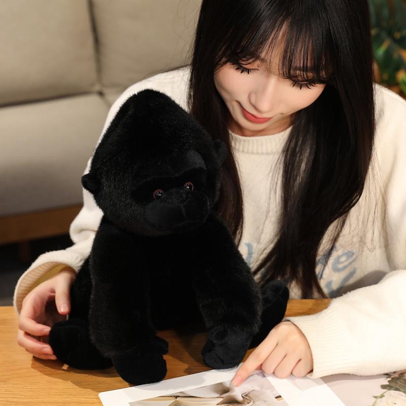 Orangutan Soft Plush Toys All Black Chimpanzee Plushies Animal Doll Sofa Cushion Throw Pillow Home Decor Kids Gifts