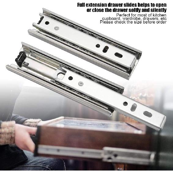 2pcs 5in Metal Drawer Slides 3 Section Ball Bearing Telescopic Drawer Slides Side Mount Full Extension Cabinets Closets Runners Slider Rail