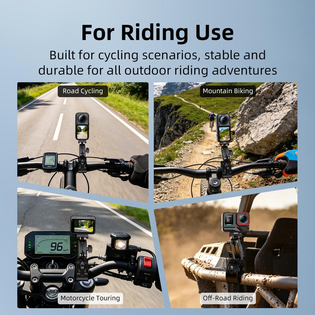 Motorcycle Bike Handlebar Mount Quick Release for Insta360 X6 X5 Ace Pro 2 Adjustable Action Camera Clamp Mount Accessories