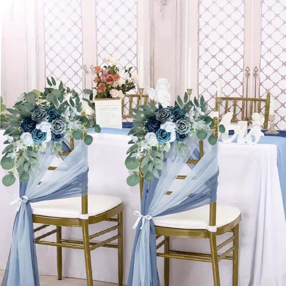 1set Chair Back Flower Simulation Bouquet Flowers Wedding Arch Flowers For Outdoor Home Decoration Plastic Party Stage Floral