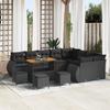 13-piece Garden Sofa Set with Cushions Black Poly Rattan Acacia, 4-piece Garden Dining Set 3363869