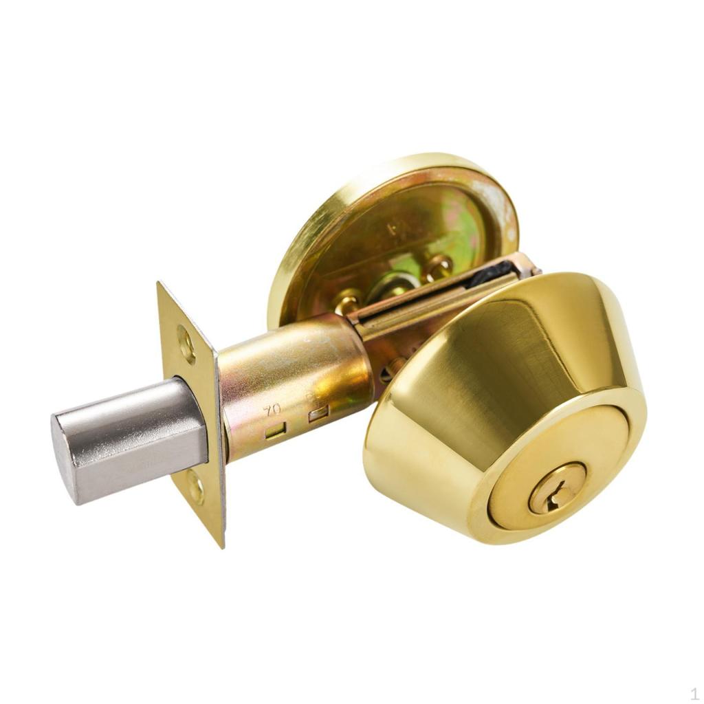 Dead Bolt Door Lock Round Knob Interior Exterior Stainless Steel Single Cylinder with Keys for