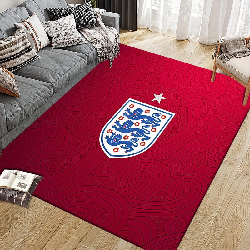 England National Men's Football Team Flannel Pattern Square Carpet,Area Rug,Carpet Rug for Living Room Bedroom Sofa Playroom Decor,Non-slip Floor Mat