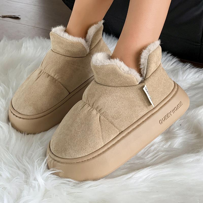 Bread shoes winter soft-soled warm slippers thick-soled plush couple wear all-inclusive heel cotton shoes women