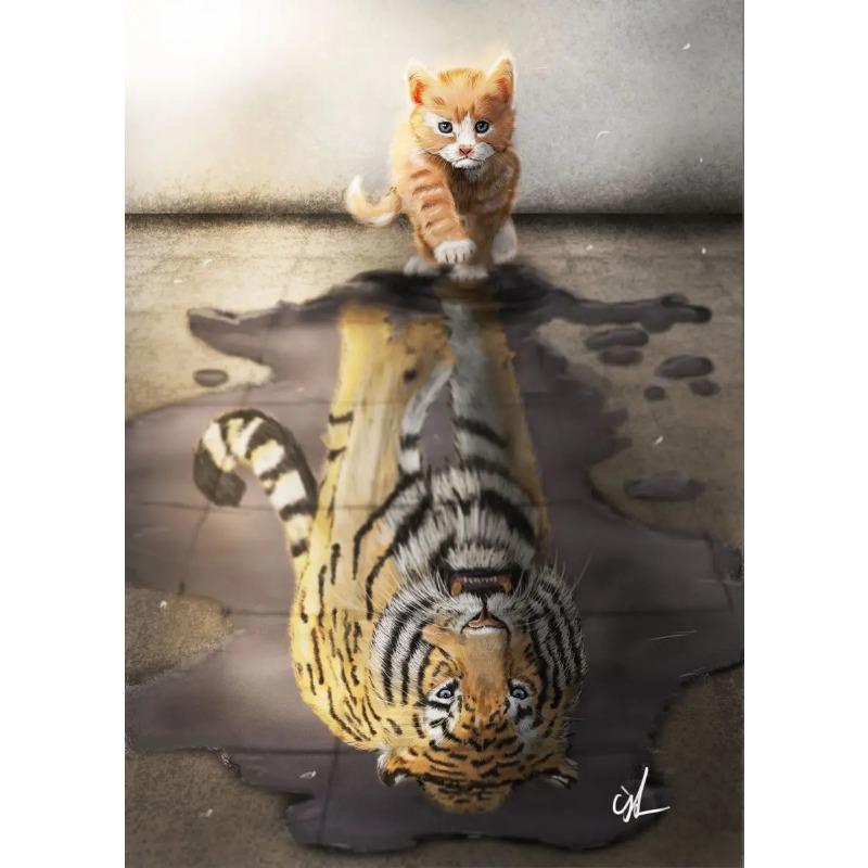 

Abstract Surreal Animals Tiger Cat Mindset Motivational Quotes Poster Canvas Painting Wall Art Pictures Living Room Home Decor 21cm×30cm NoFrame