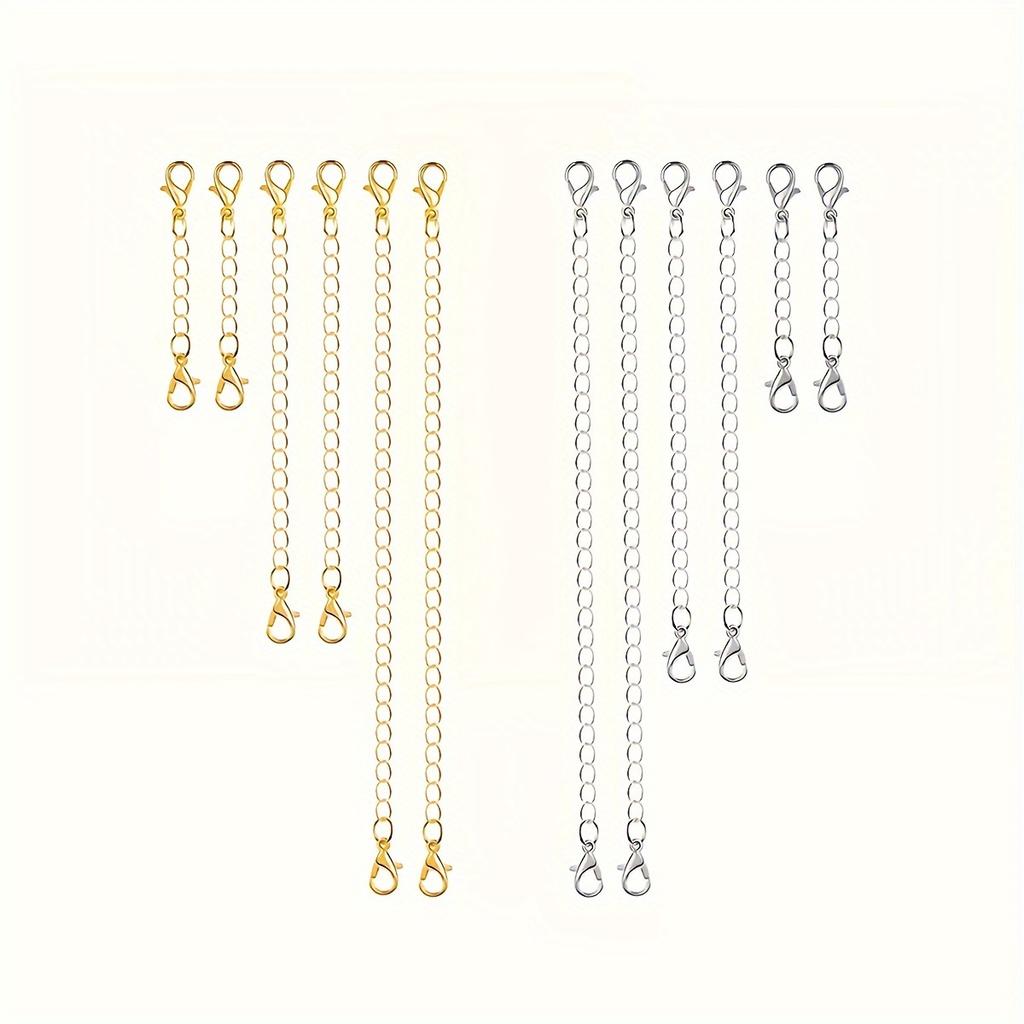 6pcs Alloy Chain Extenders for Jewelry Making, Lobster Clasp Closures, No Mosaic, Bracelet & Necklace Accessories
