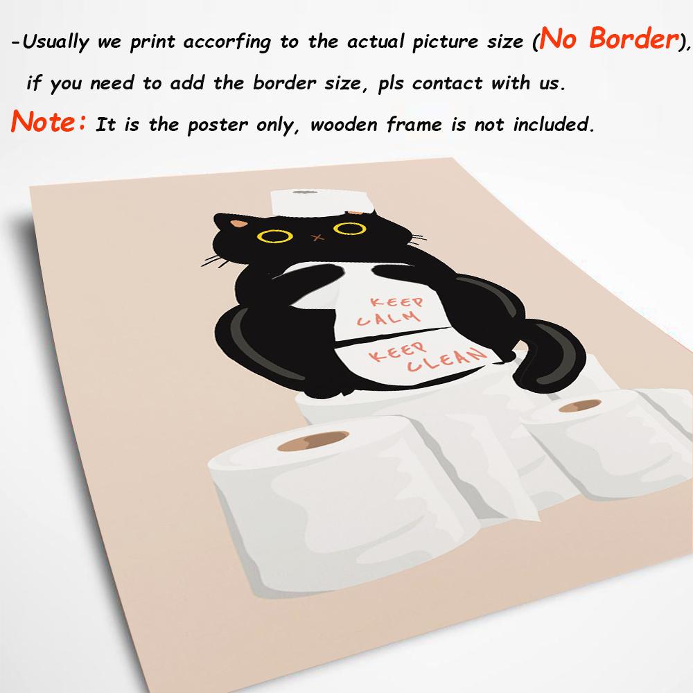 Schwarze Katze Wäsche Leinwand Gemälde Cartoon Tier Katze Ihre Hintern Servietten Poster und Druck Wand Kunst für Toilette Dekoration Cuadros