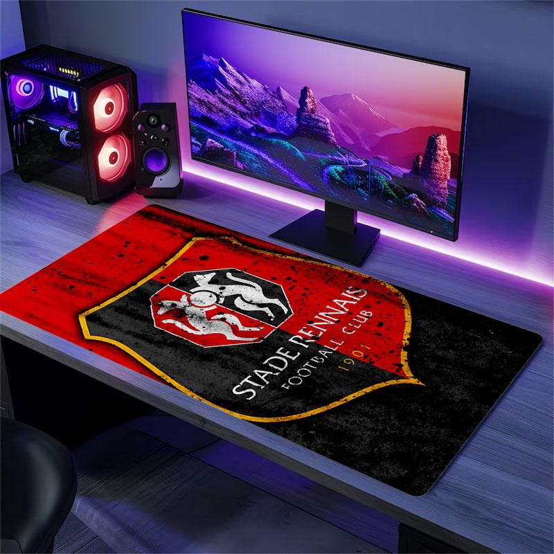 Stade Rennais FC Mouse Pad, Large Gaming Desk Mat, Non-slip XXL Mousepad for Laptop & Tablet, Mini PC Playmat with Stitched Edges