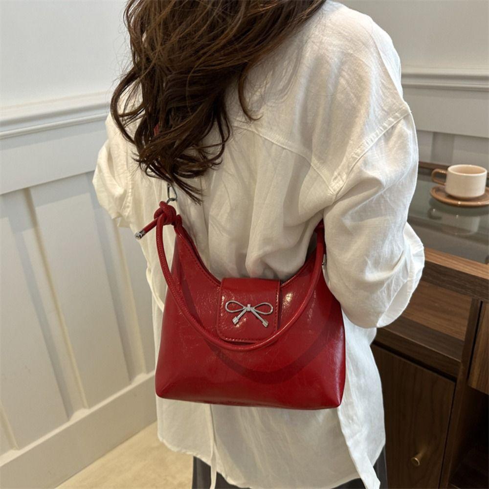 

New Design Bow Armpit Handbag PU Leather Y2K Crossbody Bag Fashion Bowknot Underarm Bag Lady белый