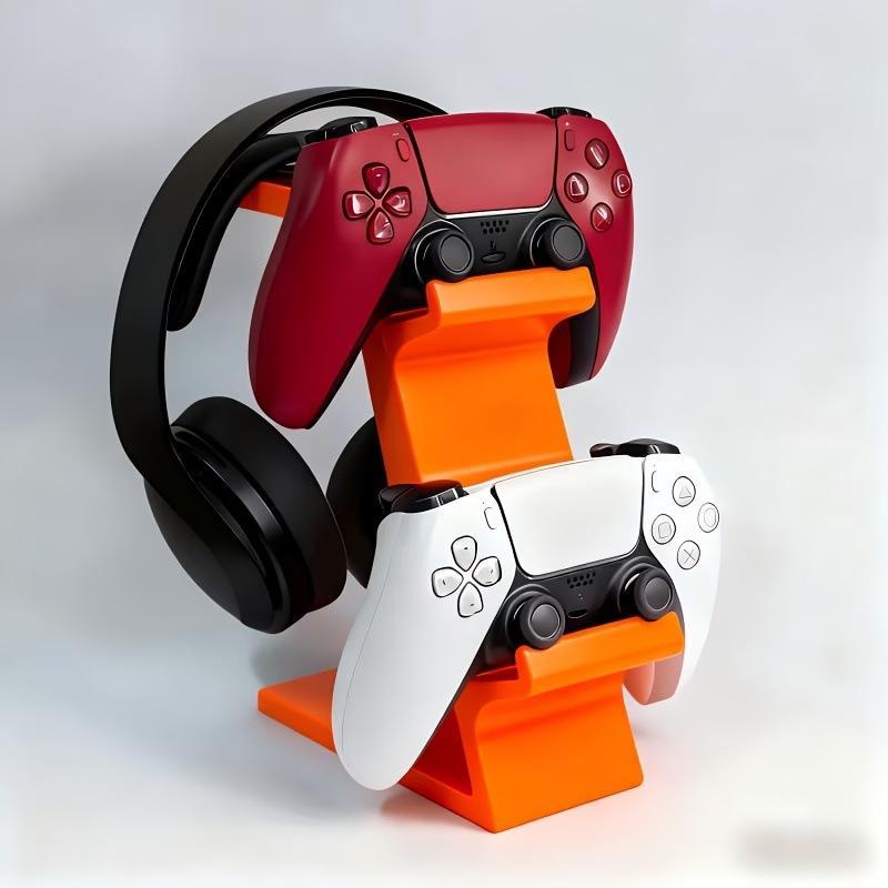 Dual Game Controller And Headset Stand With Anti Slip Base Holds 2 Controllers 1 Headphone For Gamers Desktop Gaming Setup