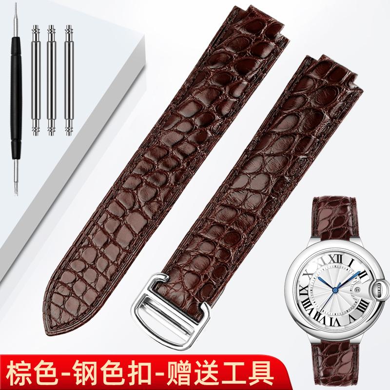 16 18 20 22m For Cartier blue balloon leather watchband Blue crocodile skin convex men women Folding buckle watch strap bracelet