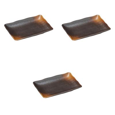 Setomonohonpo (Setomonohonpo) Set of 3 Yakishime Wave Rimmed 7.0cm Rectangular Plates [18.6 X 13.2 X 3cm] | Ceramic Long Plates