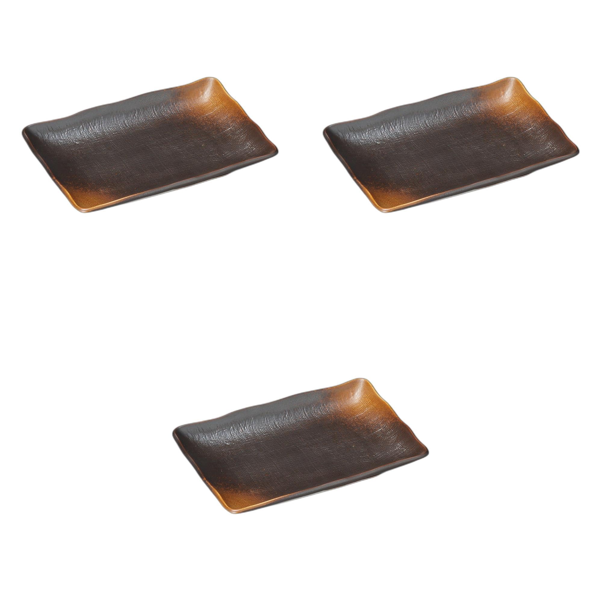 

Setomonohonpo (Setomonohonpo) Set of 3 Yakishime Wave Rimmed 7.0cm Rectangular Plates [18.6 x 13.2 x 3cm] | Ceramic Long Plates