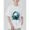 Black T Shirt with Colorful Headphones Splash Design for Music Lovers and Casual Wear