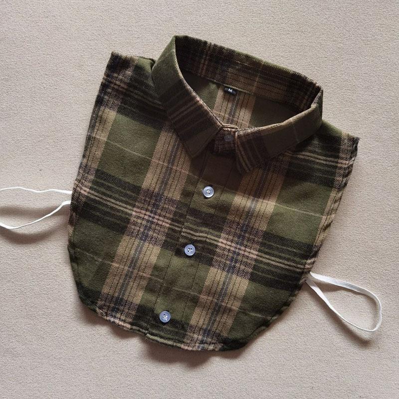 Plaid Women Shirt False Collars White  Removable Lapel Collars For Women Fake Collar Women Detachable Collars Nep Kraagie