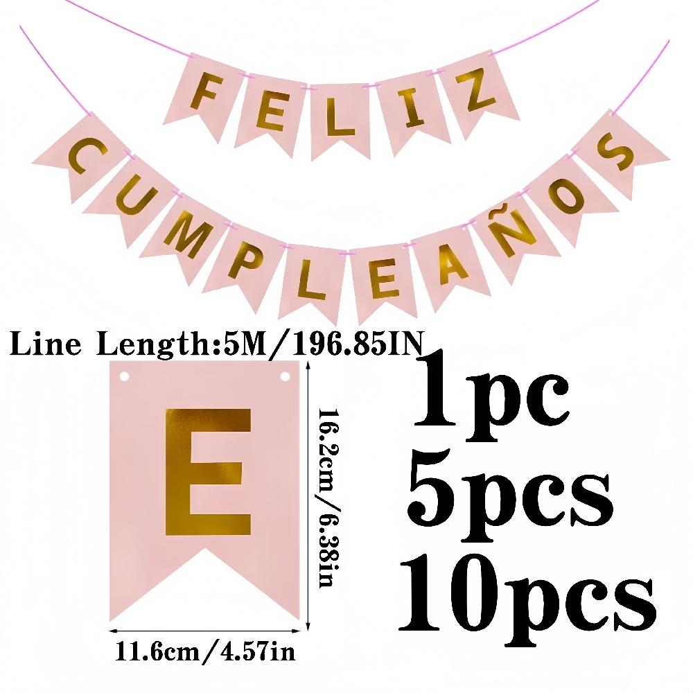 1PC/5PCS/10PCS 11.6cmX16.2cm Spanish Birthday Flag Party Banner Flower ForHome Room Happy Birthday Party Atmosphere Decorations