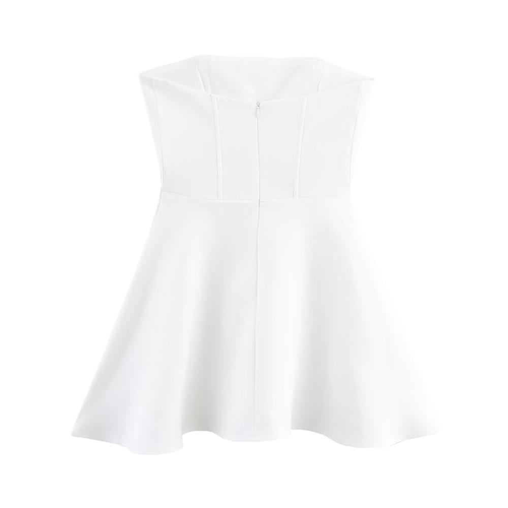 2025 Spring/Summer Women's Sweet Wavy Hem Off-Shoulder Strapless Dress