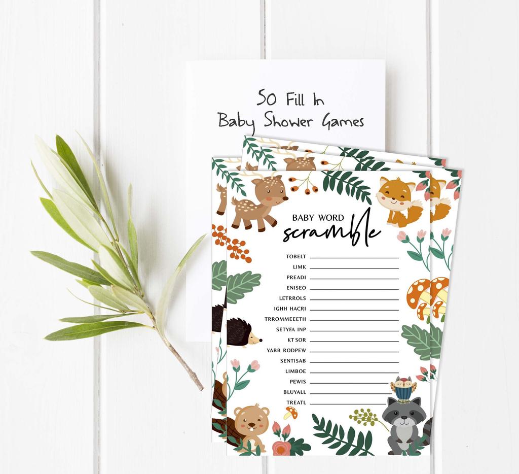 Inkdotpot 50 BabyA  AlphabetA  ABCA  GameA  Floral & Animals Baby Shower Game Gender Neutral Party