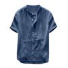 Men's Casual Loose Shirt Solid Color Thin Cotton Linen T-shirt Top