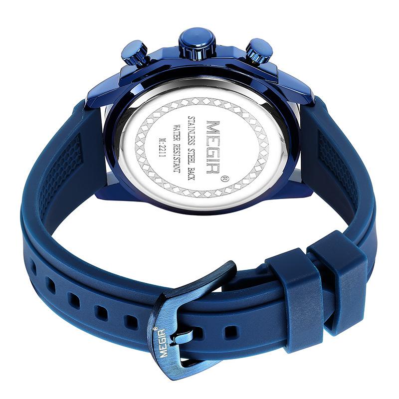 Multifunktions-Chronograph Drei-Augen-Silikonarmband Leuchtendes Kalender-Herrenuhr 2211