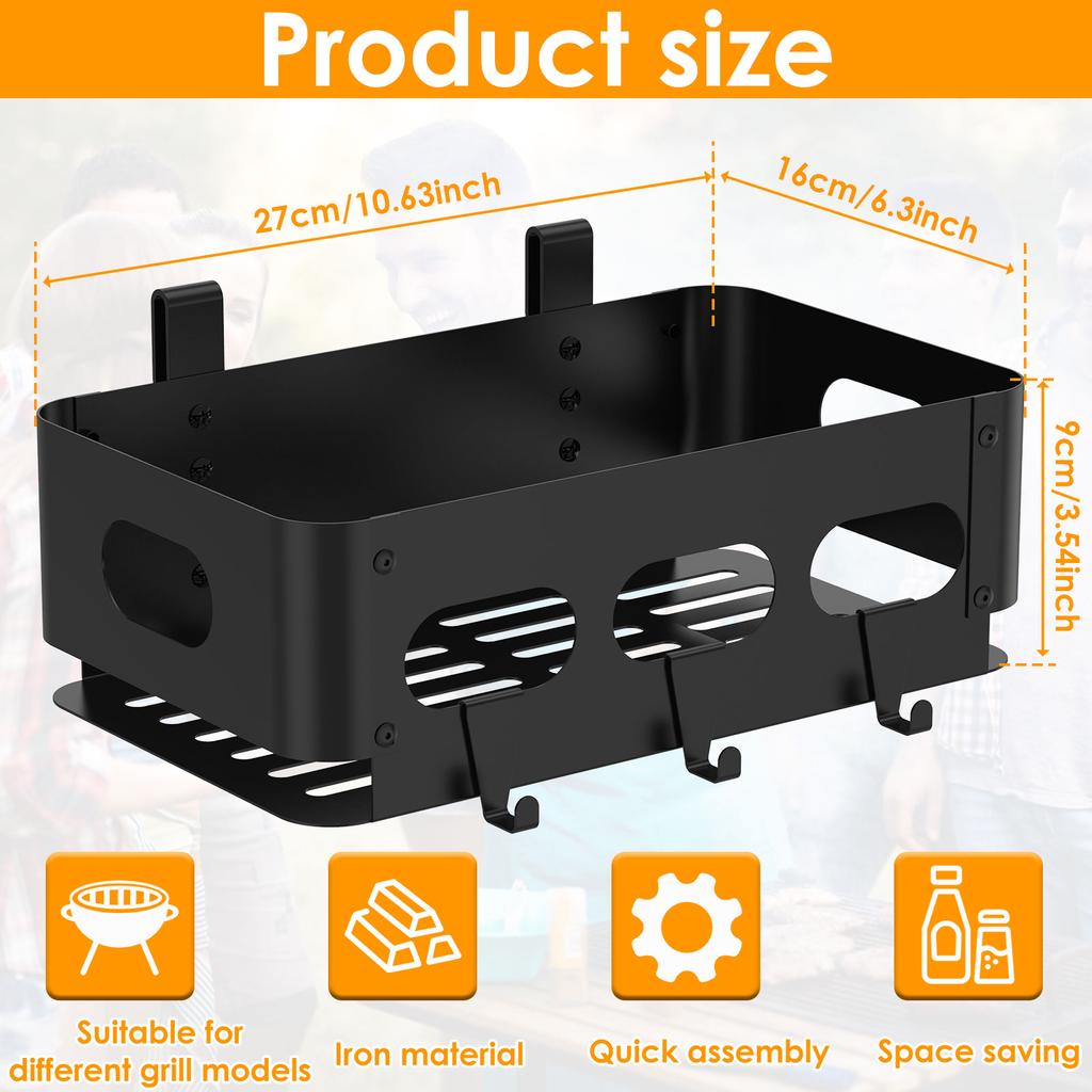 Hanging Spice Storage Rack Multi-Functional Iron BBQ Seasoning Holder With Hooks For Traeger Grill Accessories Storage Shelf NEW
