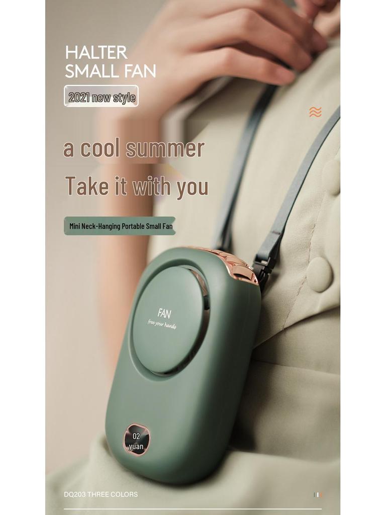 Portable USB Rechargeable Bladeless Fan with Clip and Digital Display for Neck or Waist