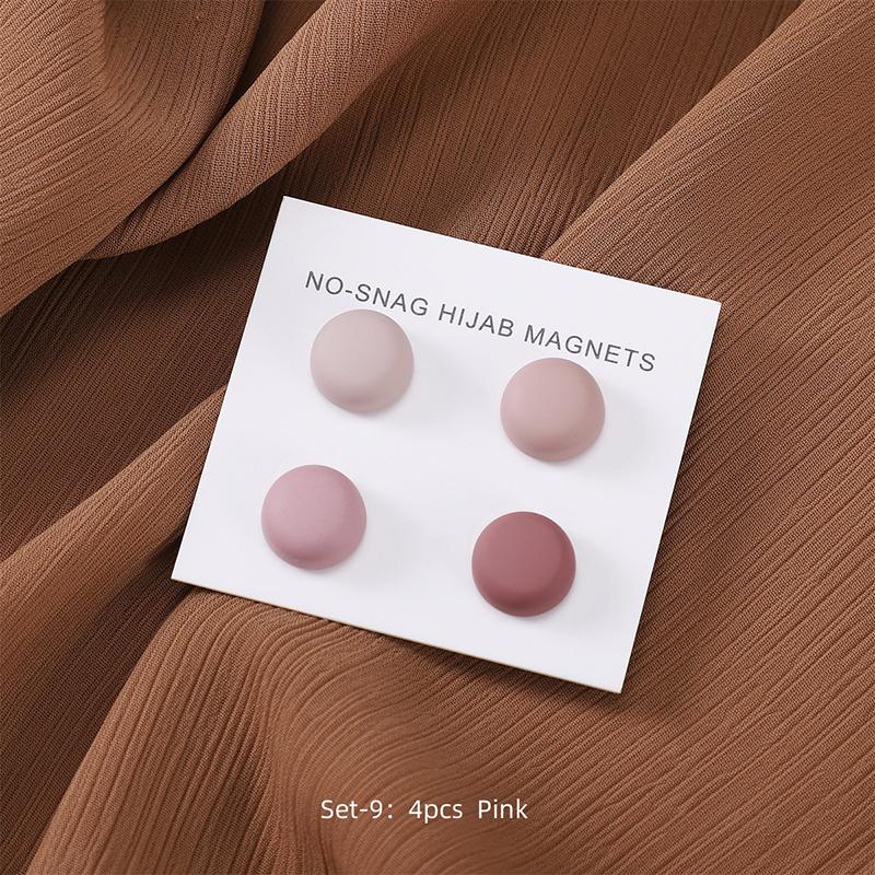 4Pairs / Card Matte Magnet Hijab Pins for Muslim Ramadan Headscarf Women Shawl Strong Magnetic Button Headscarf Magnetic Brooch
