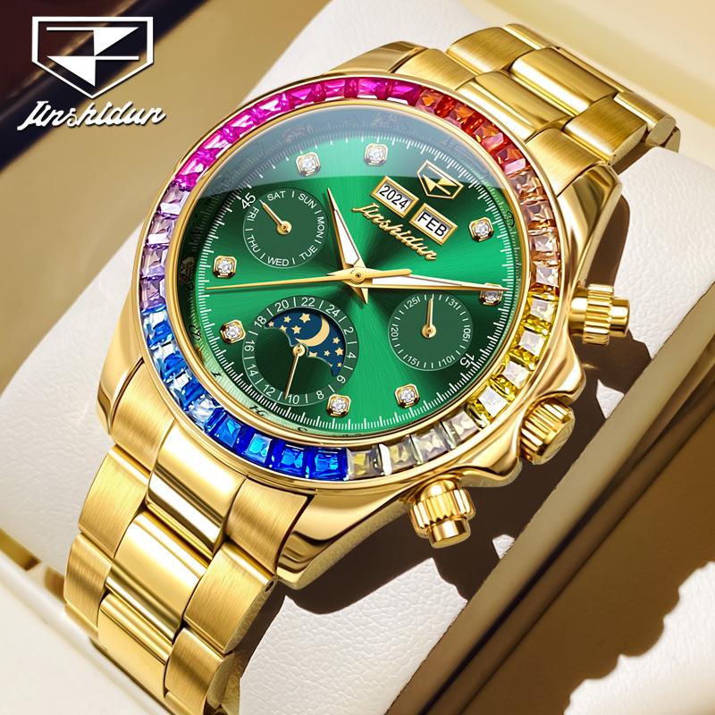 JINSHIDUN Watches Are Simple, Business-friendly, Waterproof, Luminous, Multi-functional Mechanical Watches for Men