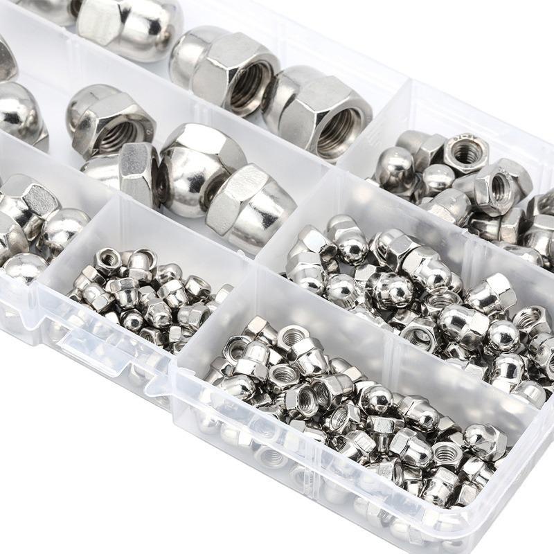304 Stainless Steel Hexagonal Cap Nut Set, Mixed DIN1587, Boxed