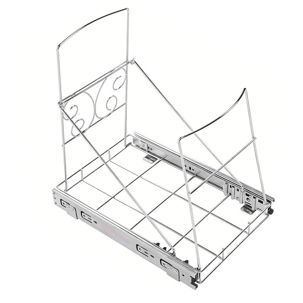 Pull Out Trash Can Holder Under Cabinet Sliding Garbage Can Organizer Stainless Steel Extendable for 30 40 Quart Bins