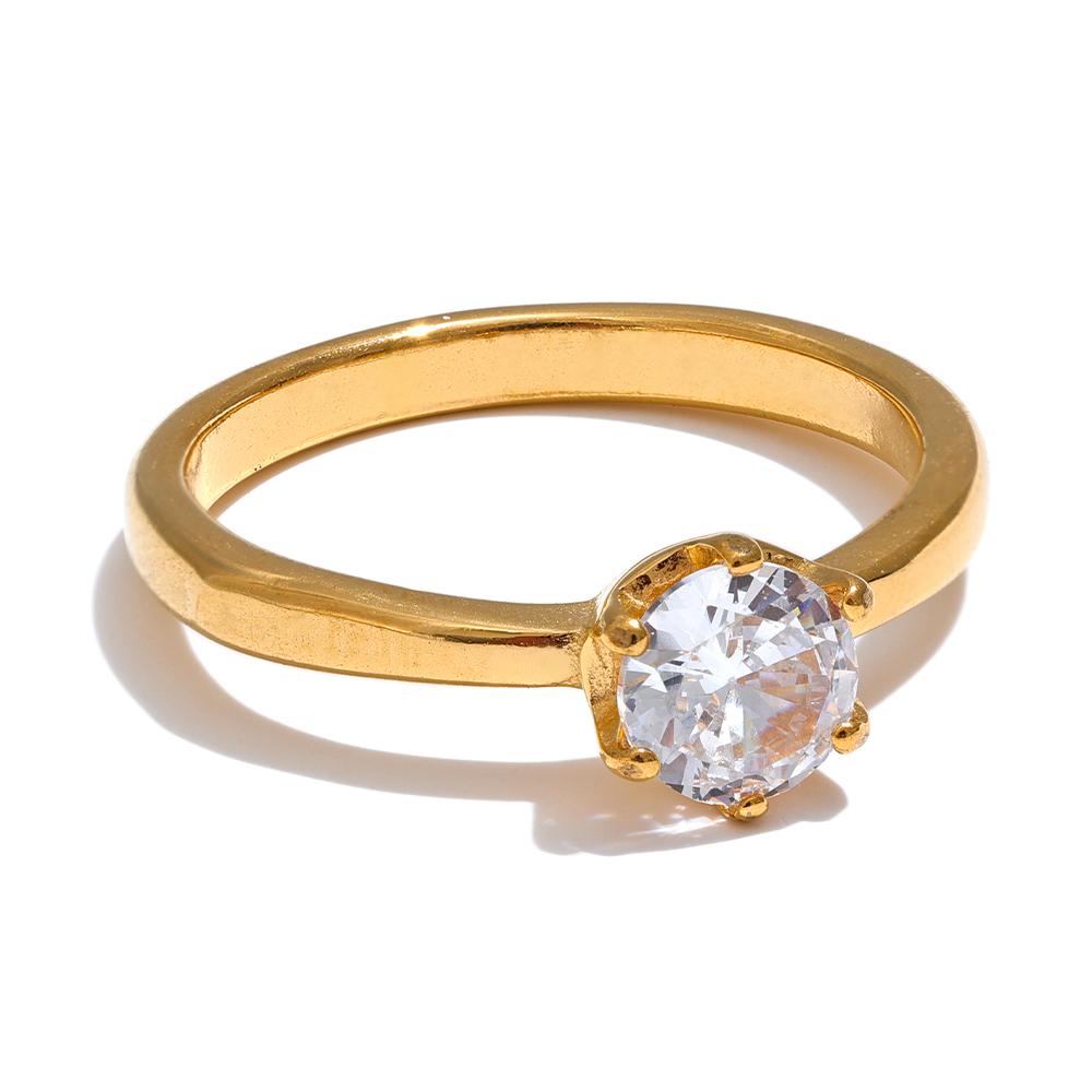 

Yhpup AAA Cubic Zirconia Classic Ring High Quality 18k Gold Color Stainless Steel Fashion Charm Jewelry 6